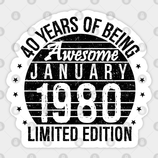 Born January 1980 Limited Edition Bday Gifts 40th Birthday Sticker by Malame